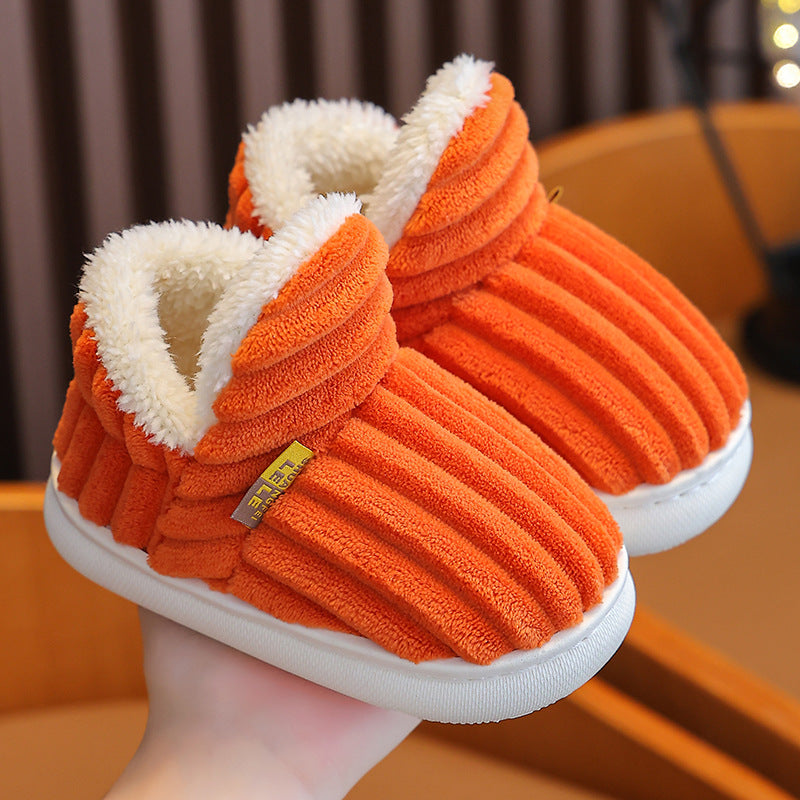 Winter Kids Fleece-Lined Cotton Slippers with Anti-Slip Sole