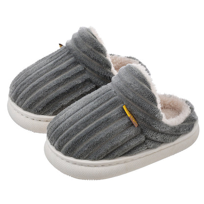 Winter Kids Fleece-Lined Cotton Slippers with Anti-Slip Sole