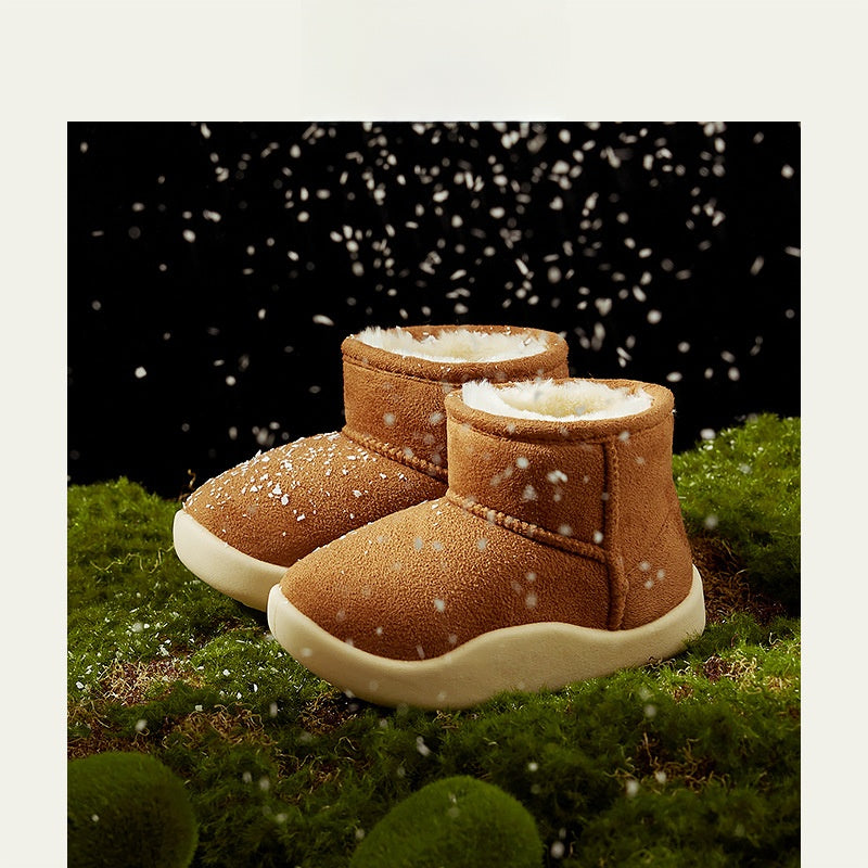 Children's short boots with fleece lining